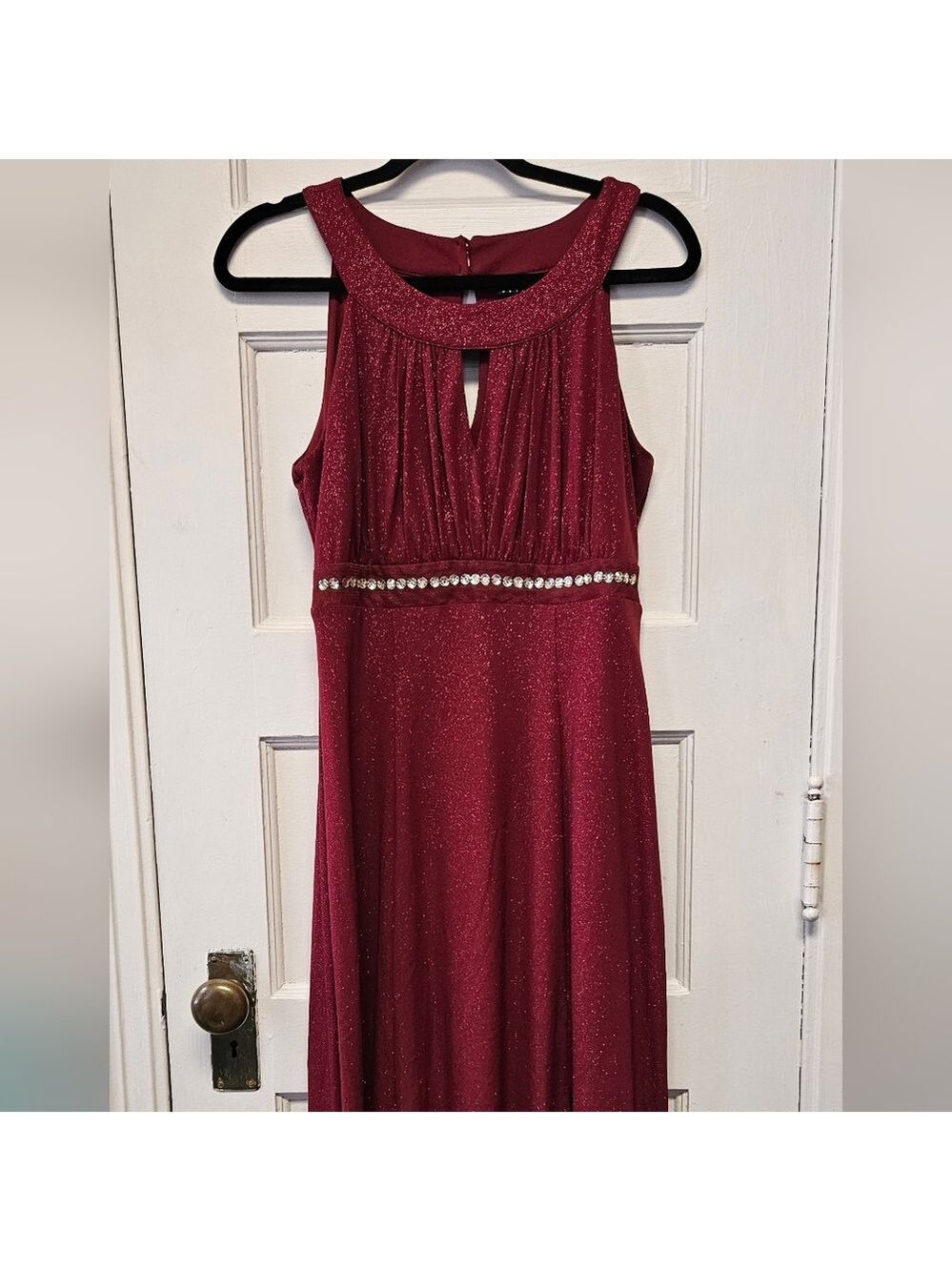 Enfocus Studio Burgundy Sleeveless Dress with Beaded Waist